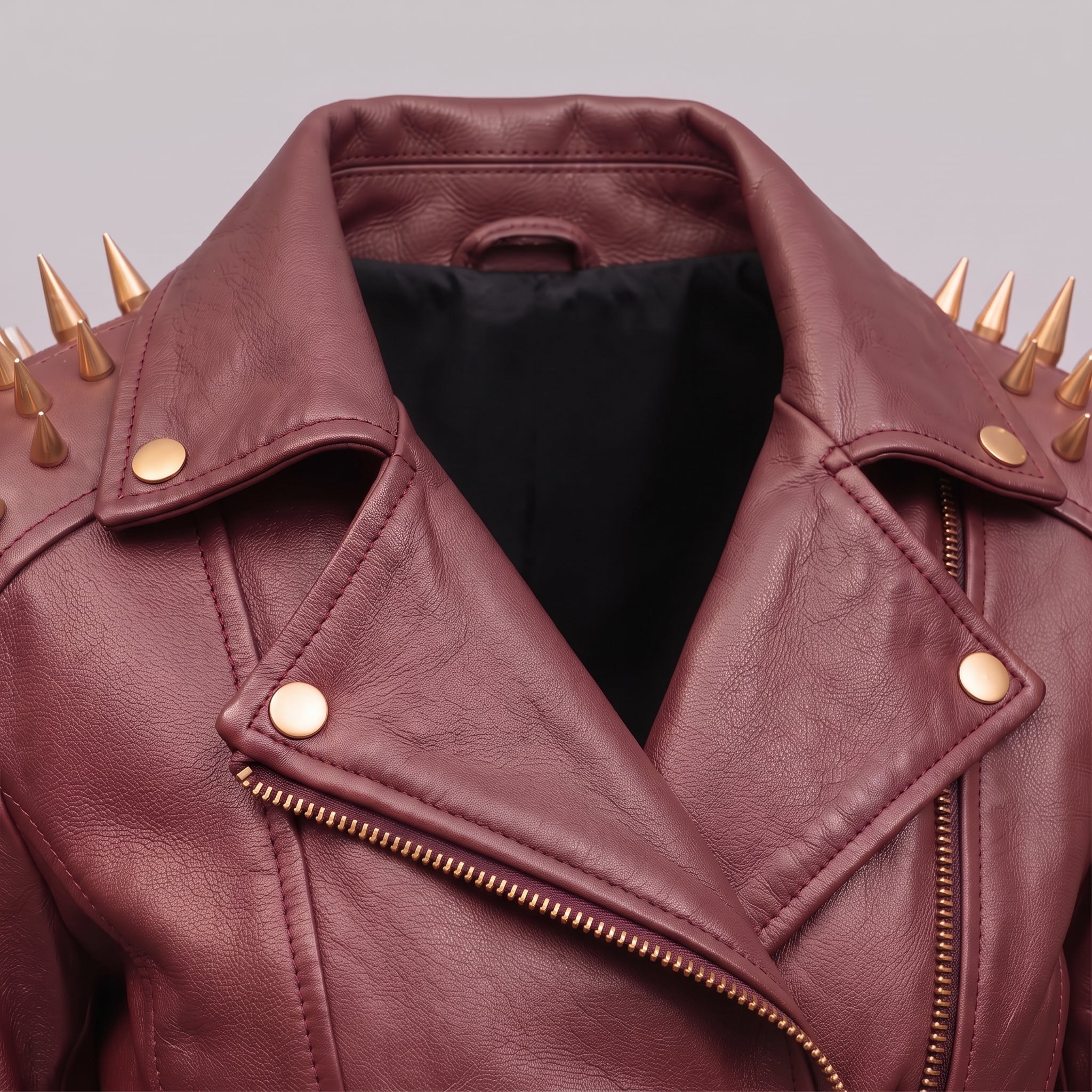 Women's Gold Leather Biker Jacket — Acley