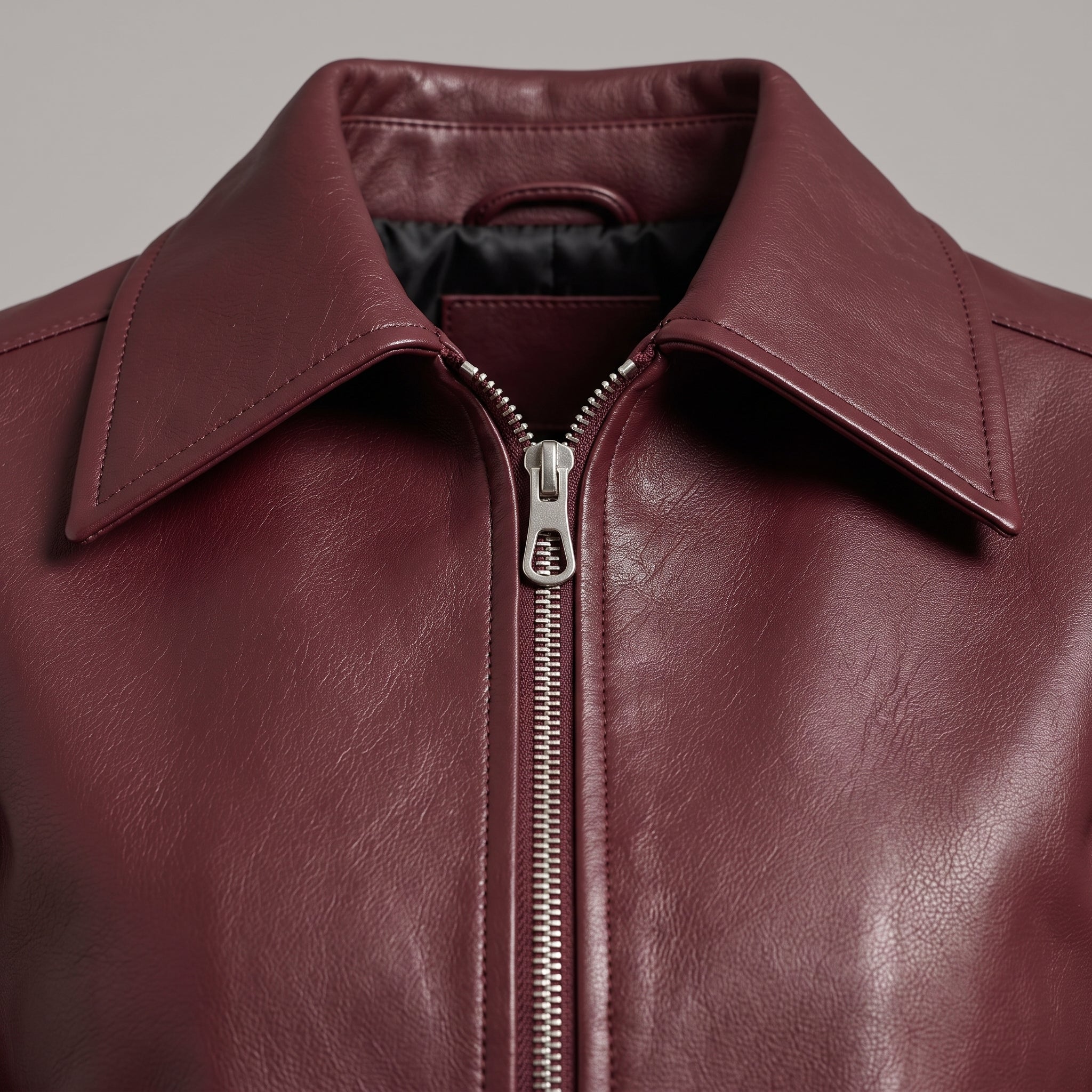 Women's Burgundy Leather Shirt Collar Jacket — Osborn