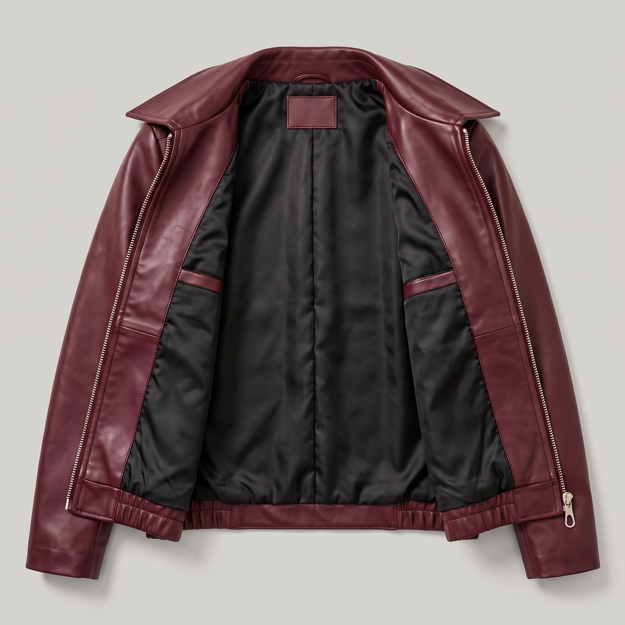 Women's Burgundy Leather Shirt Collar Jacket — Osborn