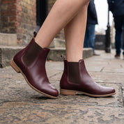 Women's Handmade Burgundy Leather Chelsea Boots — Aldgate