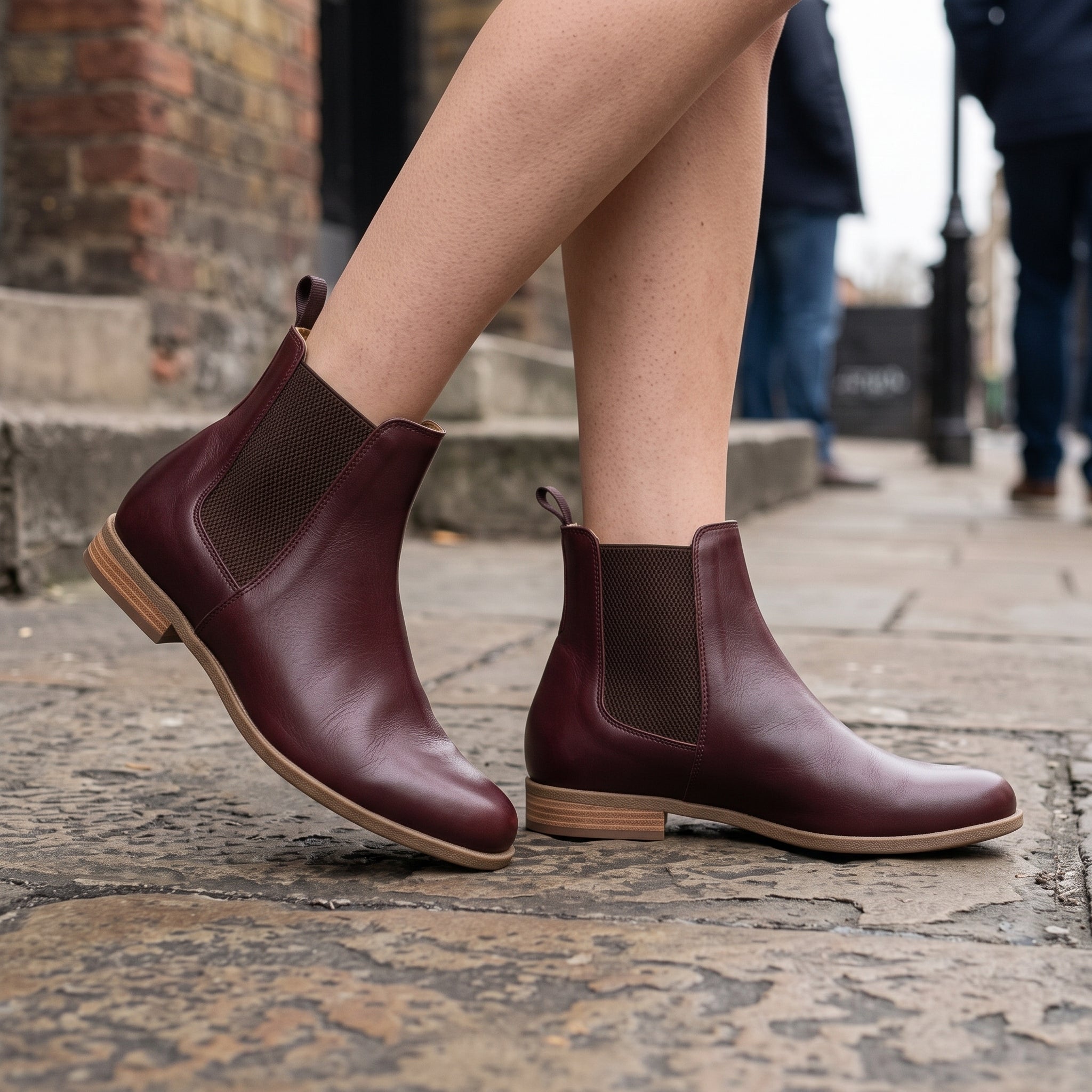 Women's Handmade Burgundy Leather Chelsea Boots — Aldgate