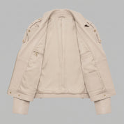 Women's Cream Leather Biker Jacket — Parsons