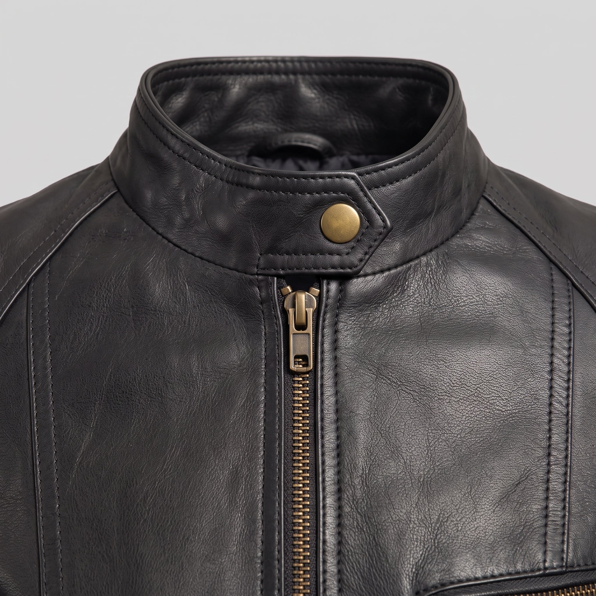 Women's Black Leather Cafe Racer Jacket — Stubbington