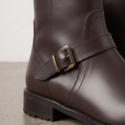 Women's Dark Brown Plain-Toe Leather Jodhpur Boots — Kibworth