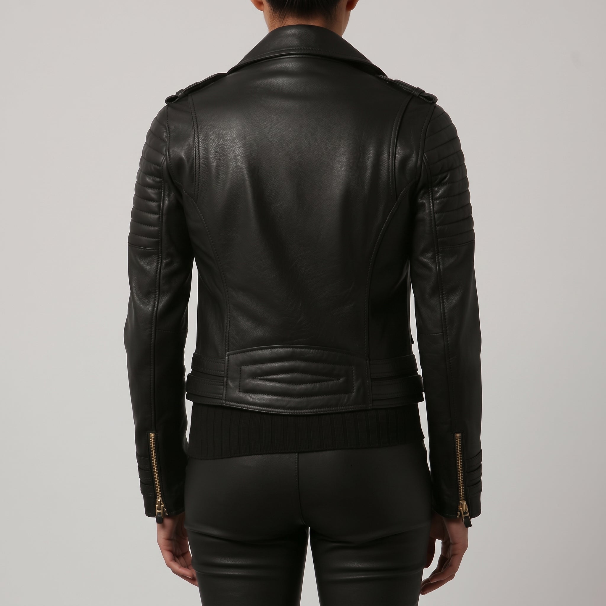 Women's Black Quilted Leather Perfecto Biker Jacket — Halifax