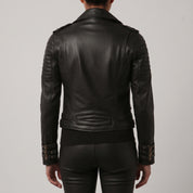 Women's Black Quilted Leather Perfecto Biker Jacket — Halifax