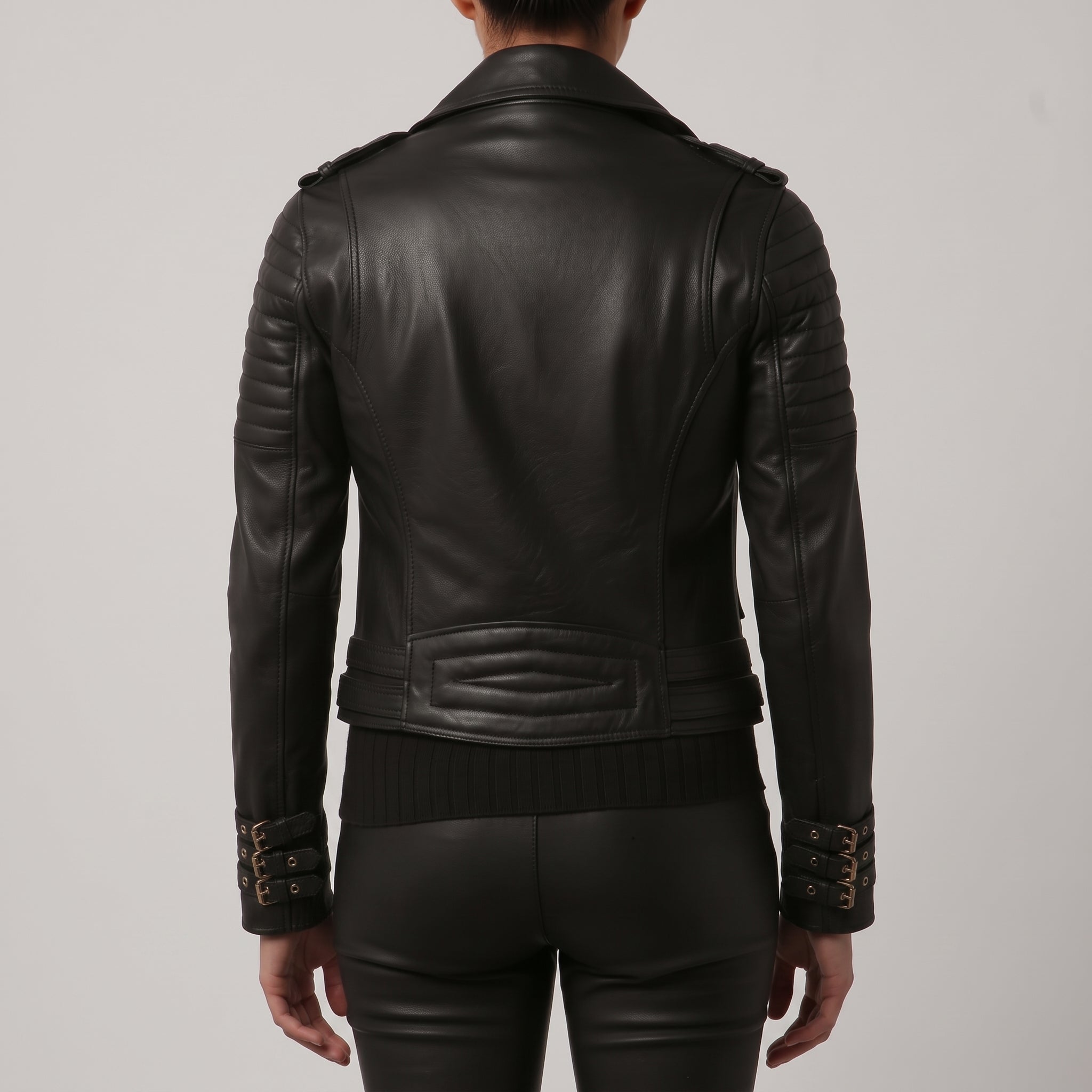 Women's Black Quilted Leather Perfecto Biker Jacket — Halifax