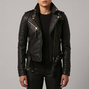 Women's Black Quilted Leather Perfecto Biker Jacket — Halifax