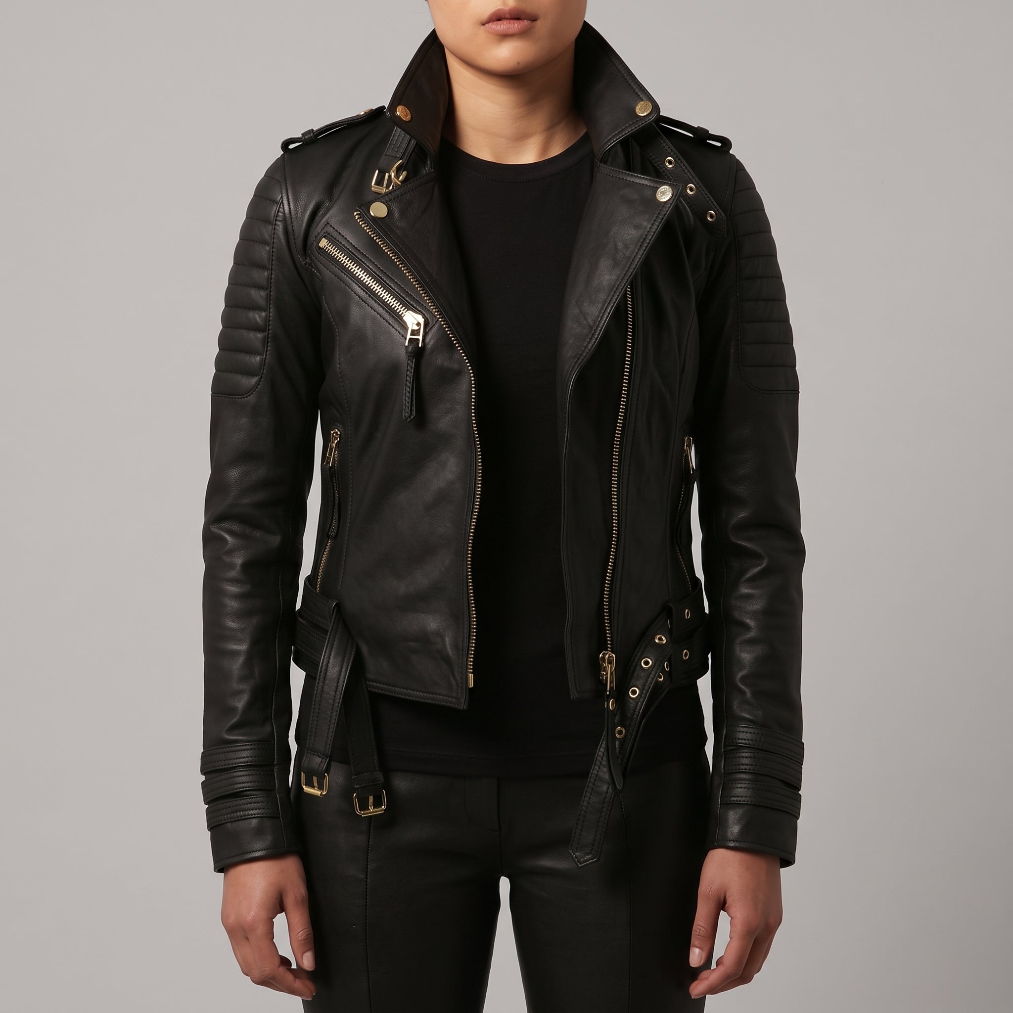 Women's Black Quilted Leather Perfecto Biker Jacket — Halifax