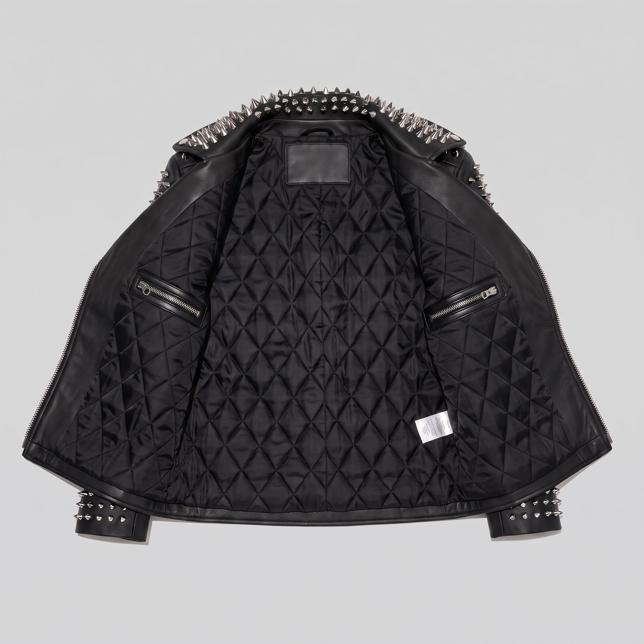 Women's Black Studded Leather Biker Jacket — Tilton