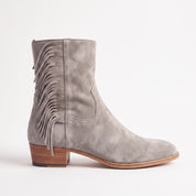 Women's Light Gray Fringe Suede Western Boots — Crawford