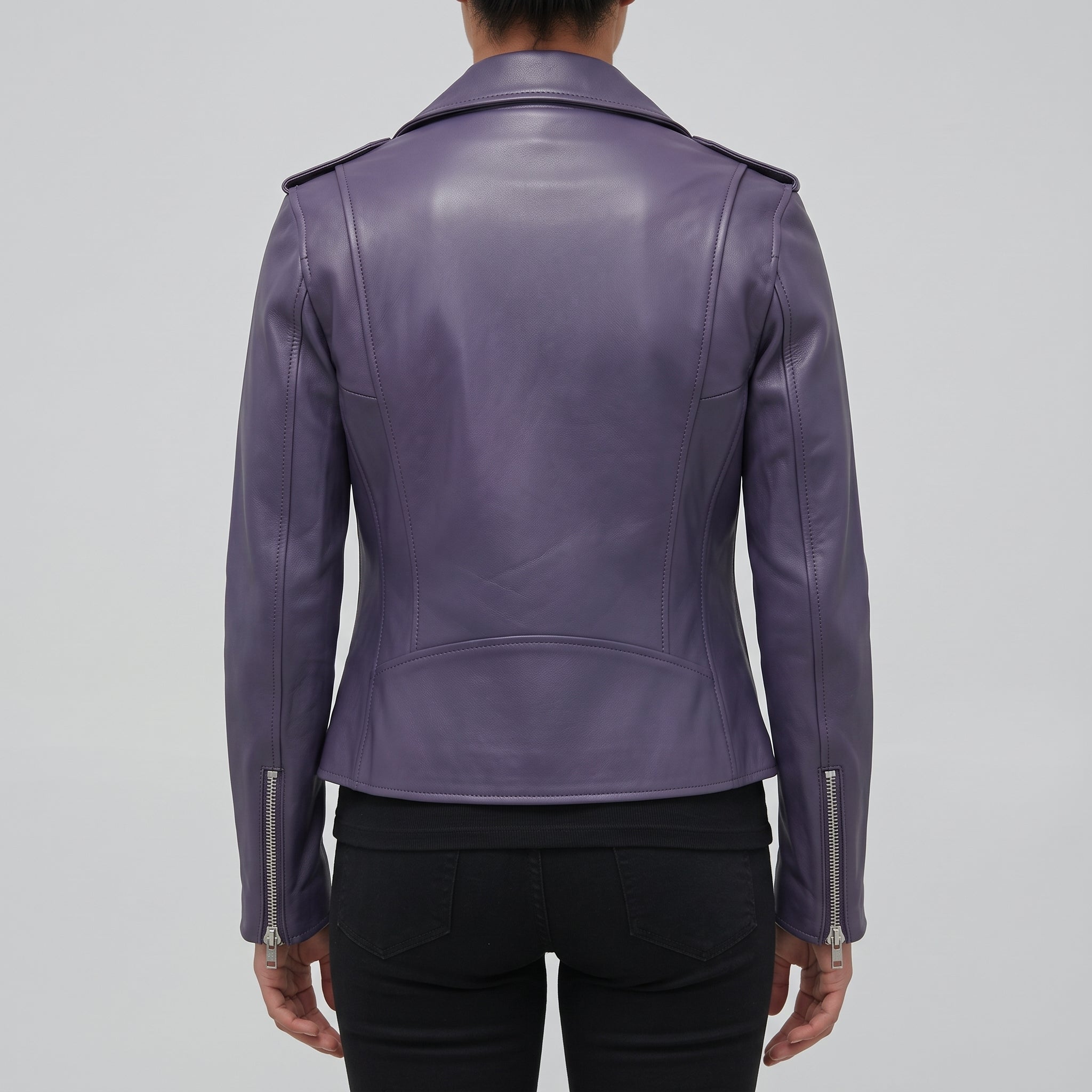 Women's Purple Leather Biker Jacket — Tyndall