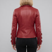 Women's Red Leather Biker Jacket — Askwith