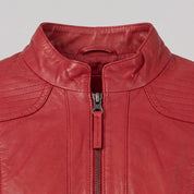 Women's Red Leather Biker Jacket — Hammond