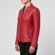 Women's Red Leather Biker Jacket — Hammond