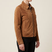 Women's Tan Suede Harrington Jacket — Carnforth