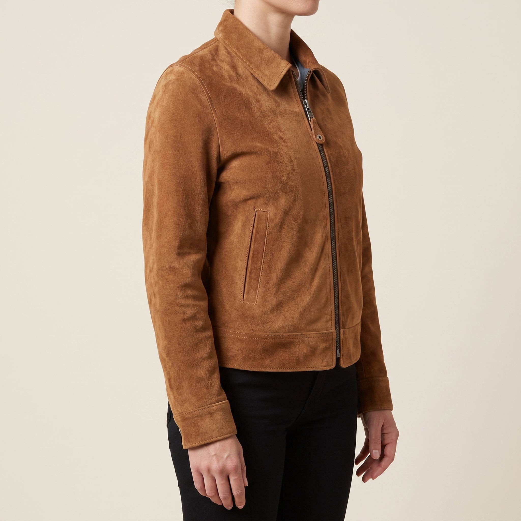 Women's Tan Suede Harrington Jacket — Carnforth