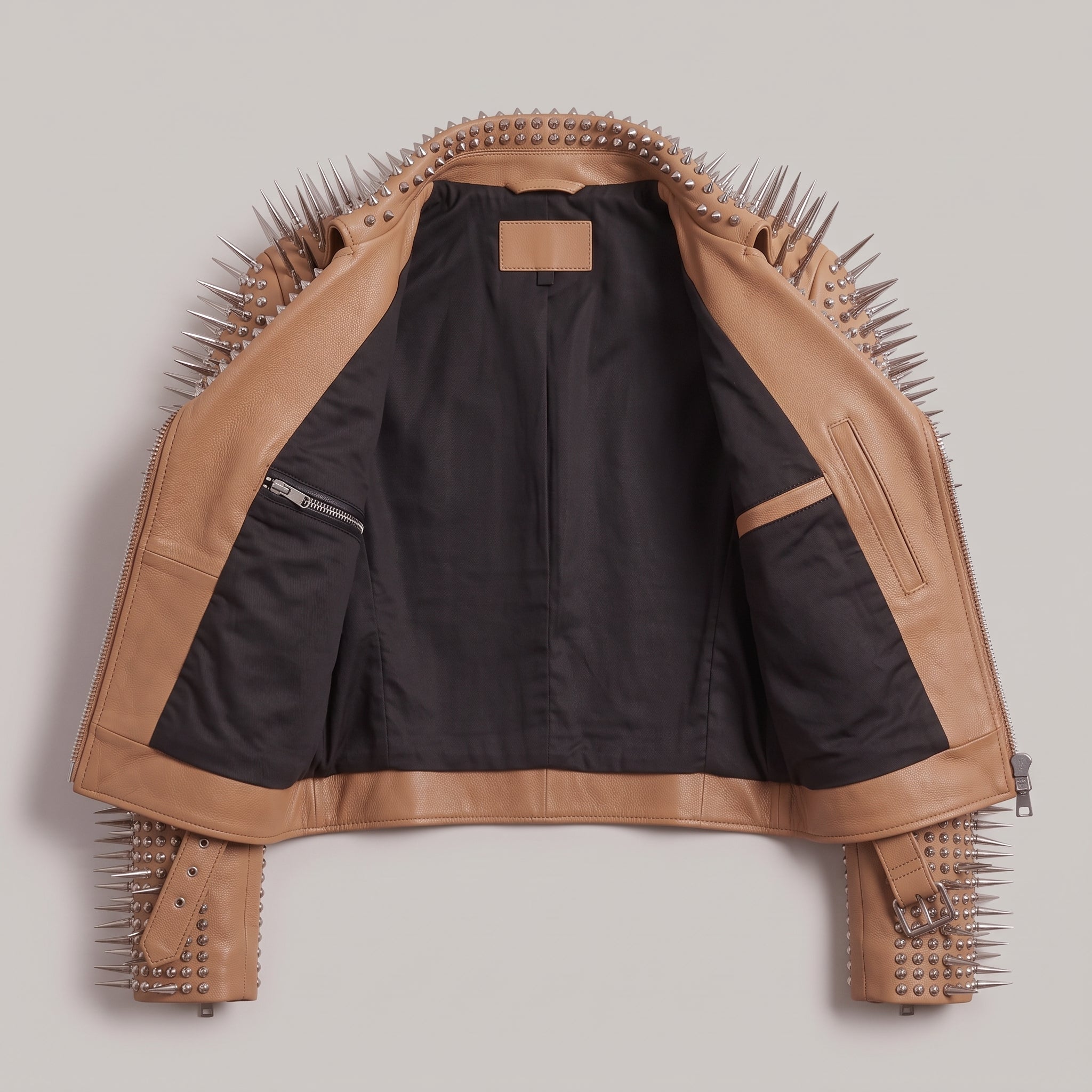 Women's Tan Cropped Leather Perfecto Biker Jacket — Ayrton