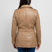Women's Tan Leather Biker Jacket — Downham