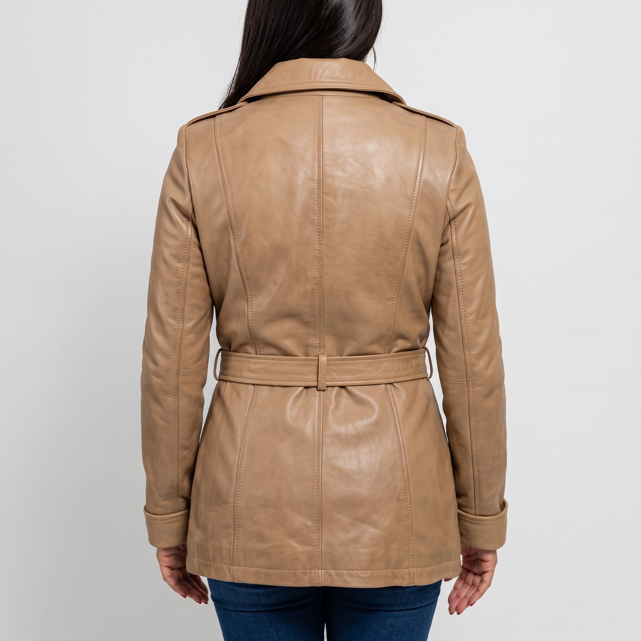 Women's Tan Leather Biker Jacket — Downham