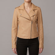 Women's Tan Leather Perfecto Jacket — Abberdale