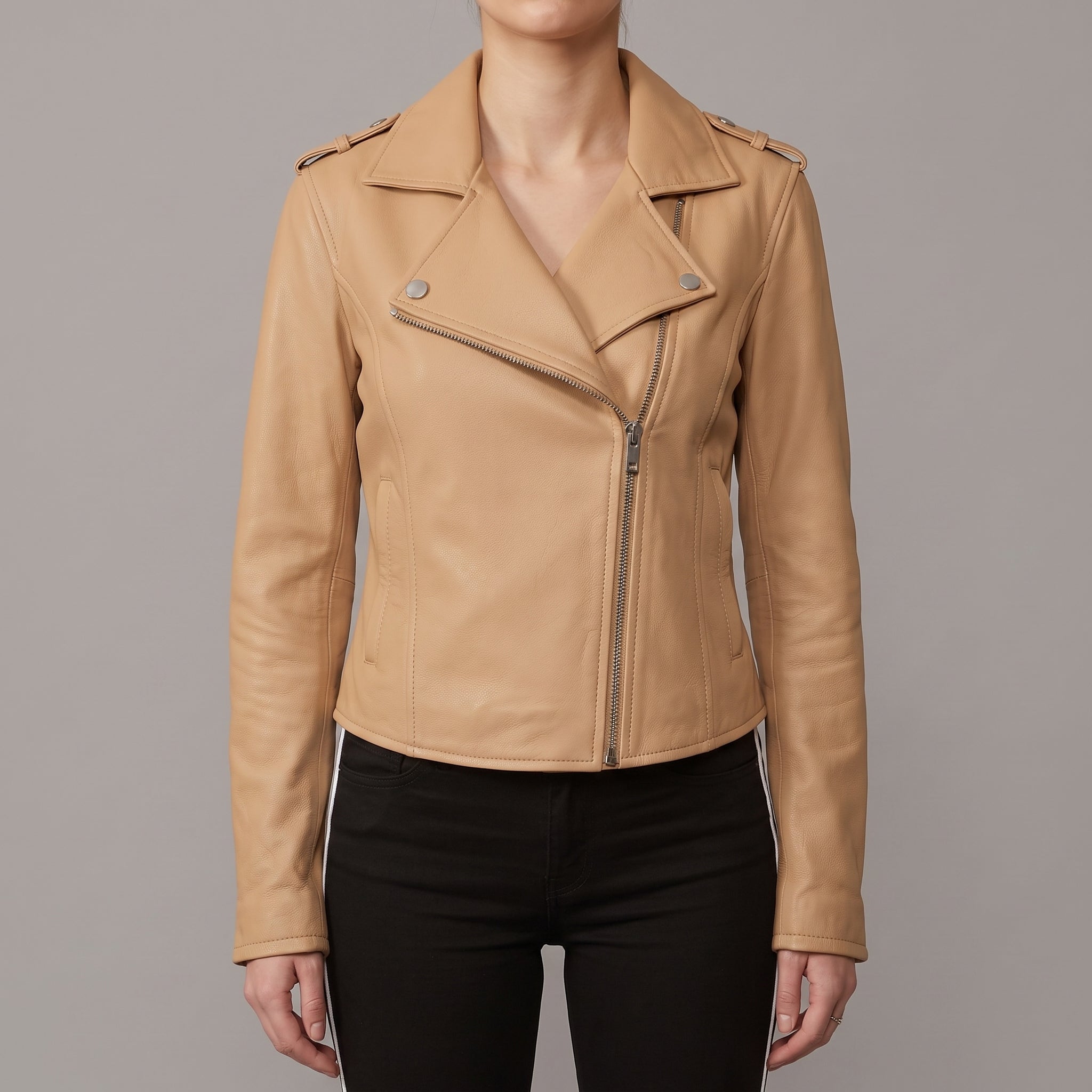 Women's Tan Leather Perfecto Jacket — Abberdale