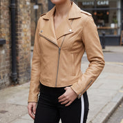 Women's Tan Leather Perfecto Jacket — Abberdale