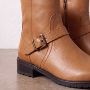 Women's Tan Plain-Toe Leather Jodhpur Boots — Kibworth