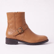 Women's Tan Plain-Toe Leather Jodhpur Boots — Kibworth