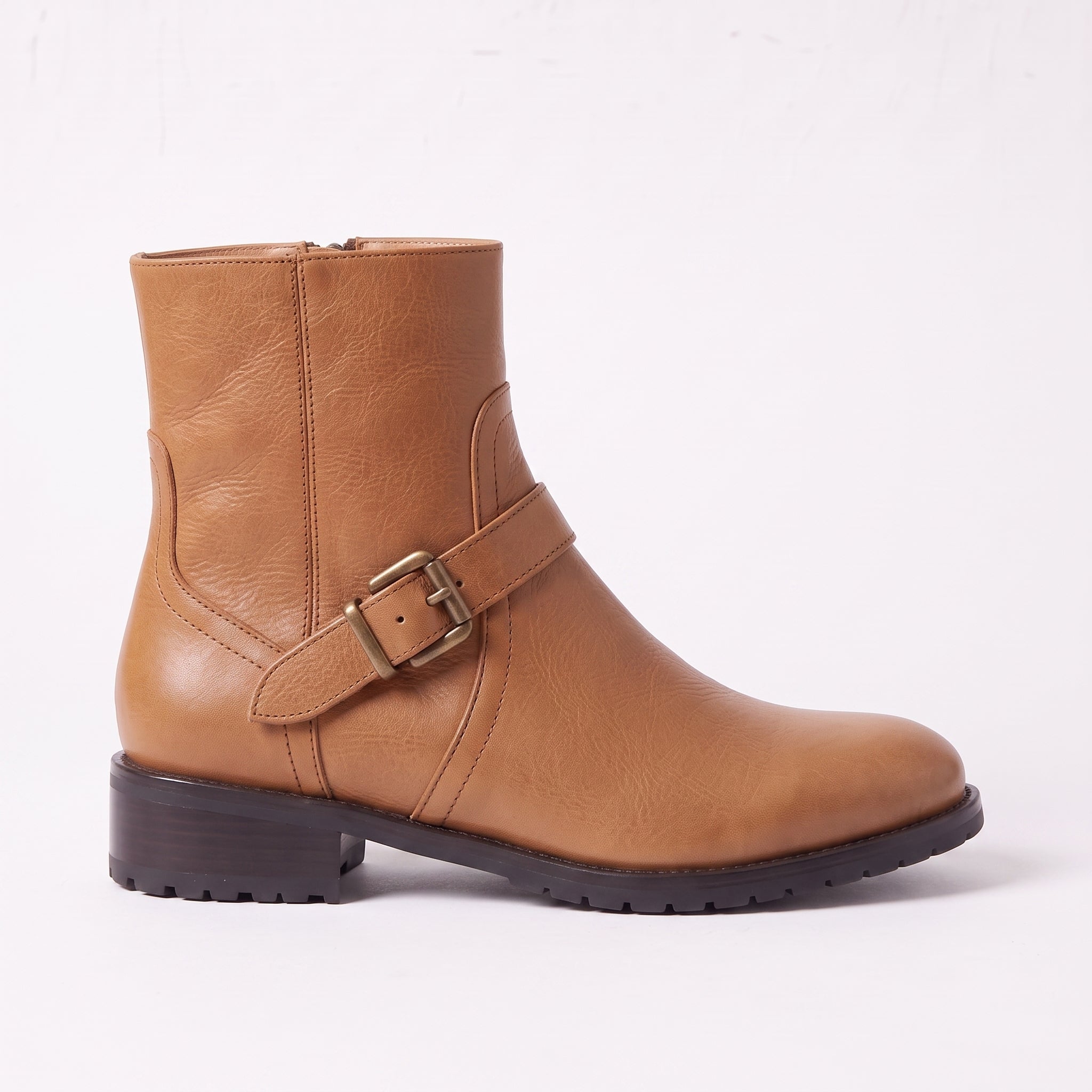 Women's Tan Plain-Toe Leather Jodhpur Boots — Kibworth