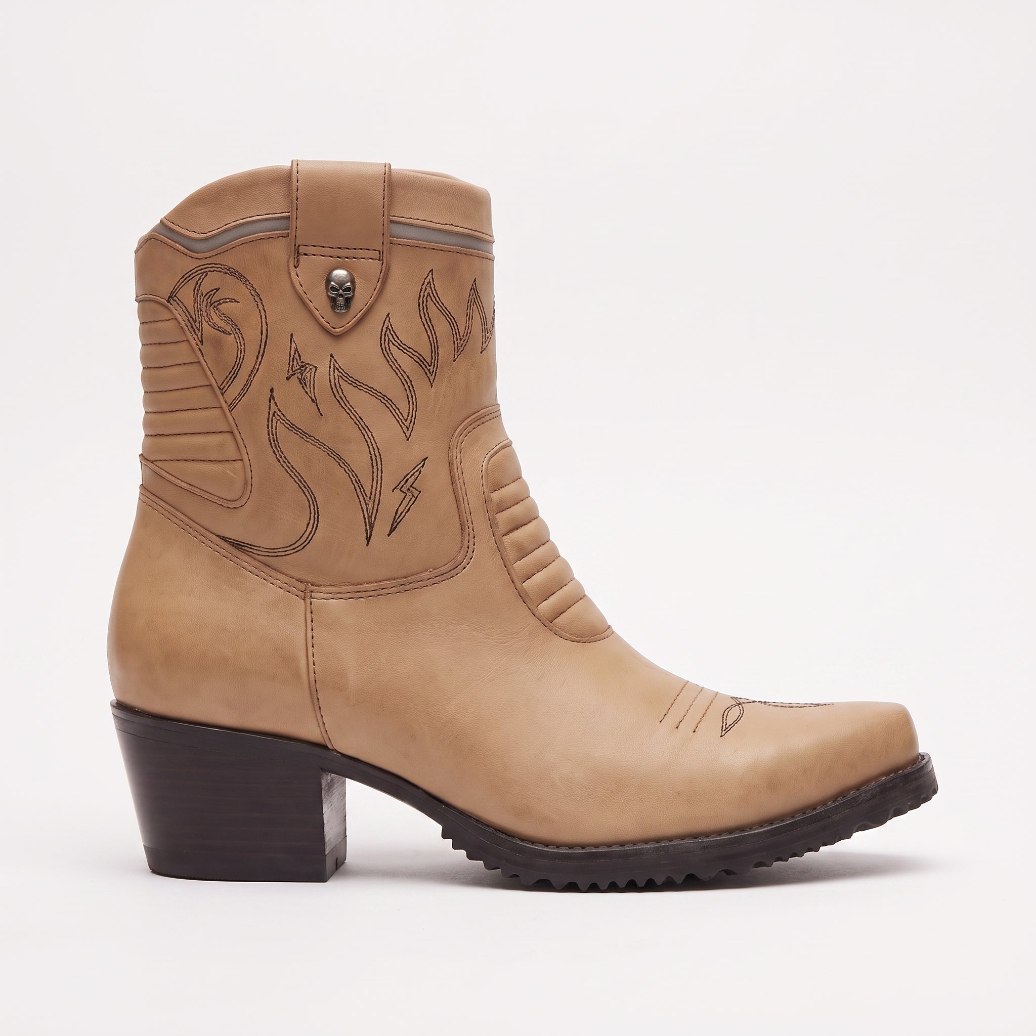 Women's Tan Pointed-Toe Leather Cowboy Boots — Eastwell — Eastwell