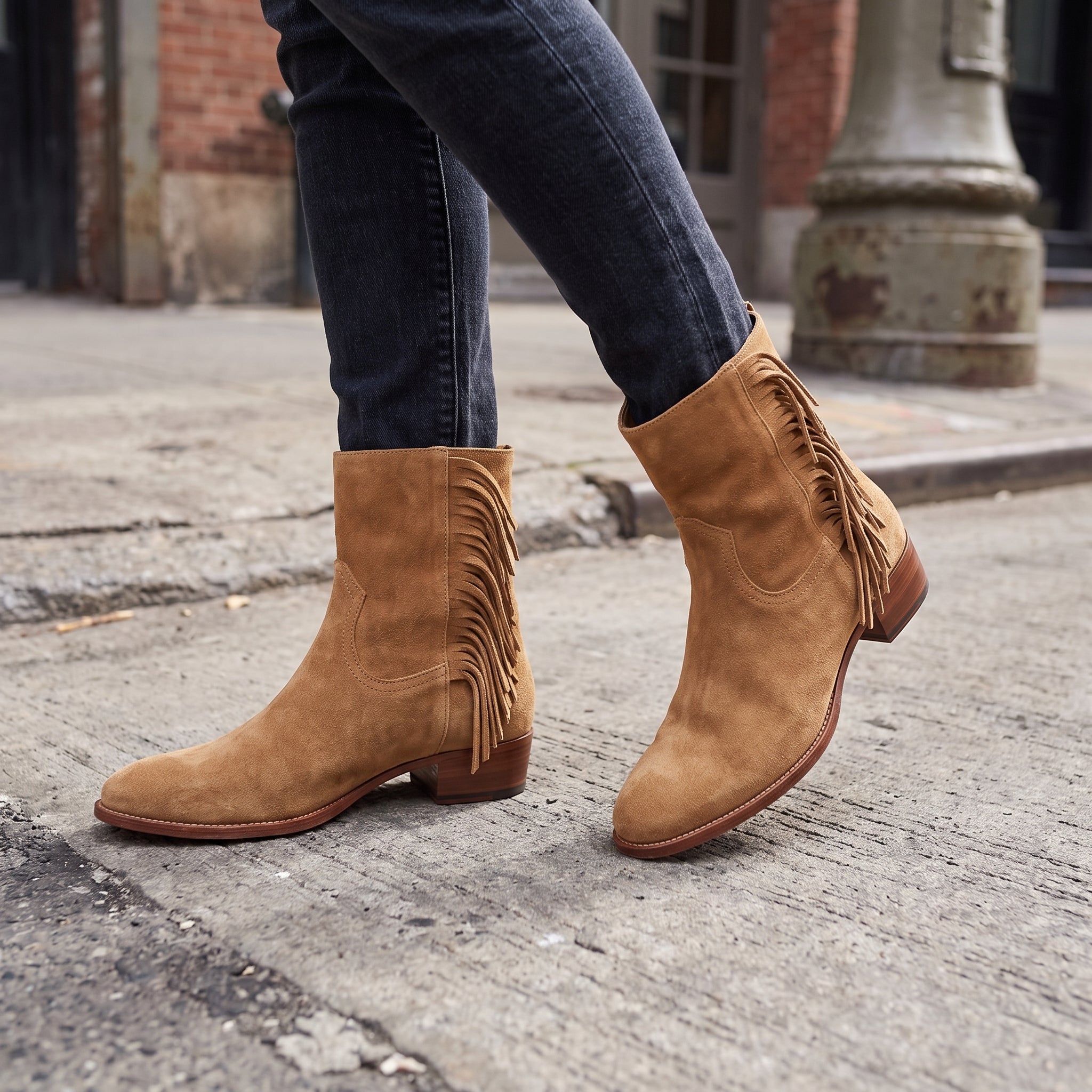 Women's Tan Suede Fringe Western Boots — Crawford — Crawford — Crawford