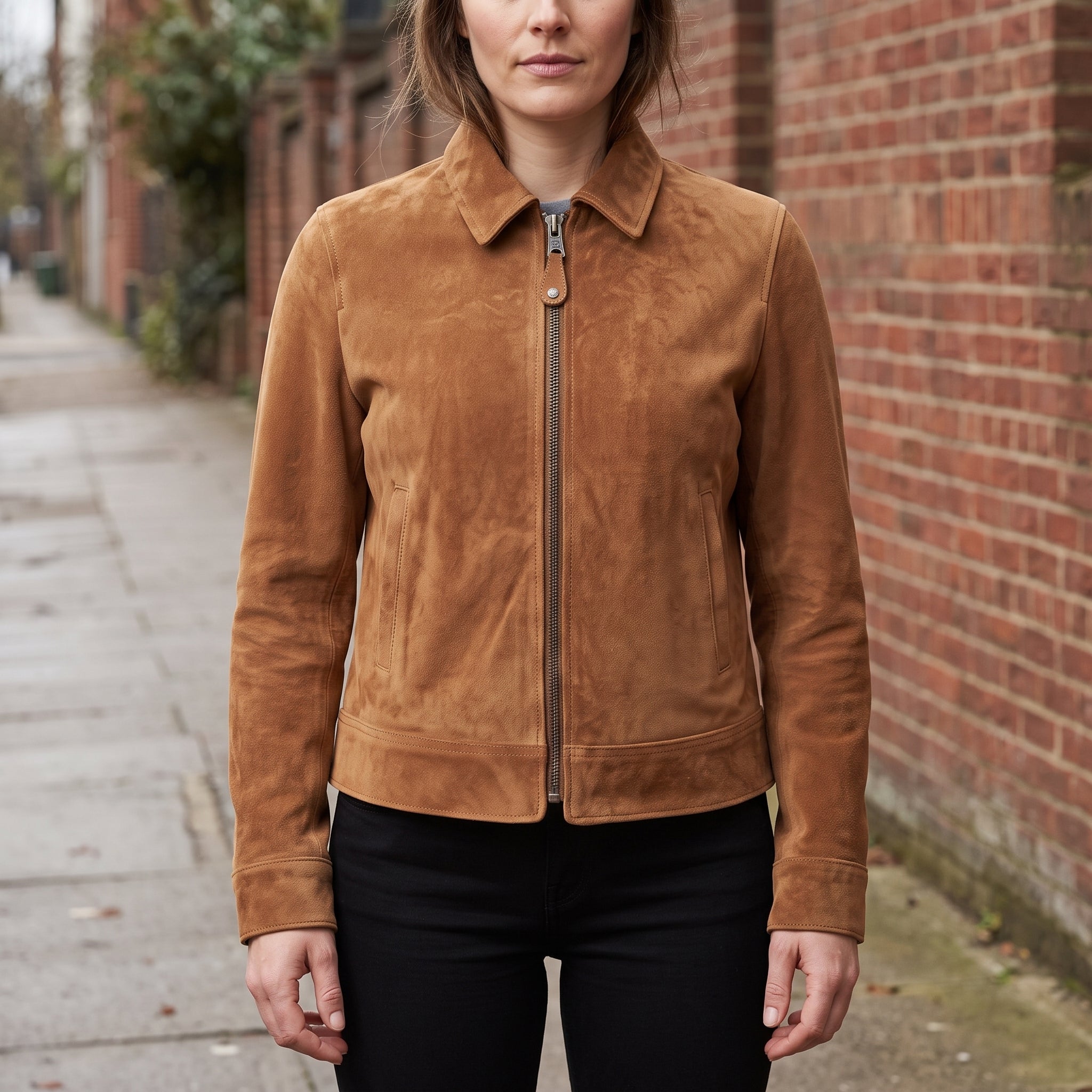 Women's Tan Suede Harrington Jacket — Carnforth
