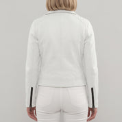 Women's White Leather Biker Jacket — Colgrave