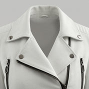 Women's White Leather Biker Jacket — Colgrave