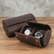 wooden-table-style-match-1 - Genuine Leather 2 Slots Portable Watch Roll Case
