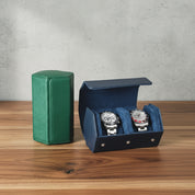 wooden-table-style-match-1 - Genuine Leather 2 Slots Watches Display Organizers With Removable Pouches