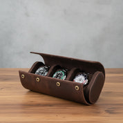 wooden-table-style-match-1 - Genuine Leather 3 Slots Portable Watch Roll Case
