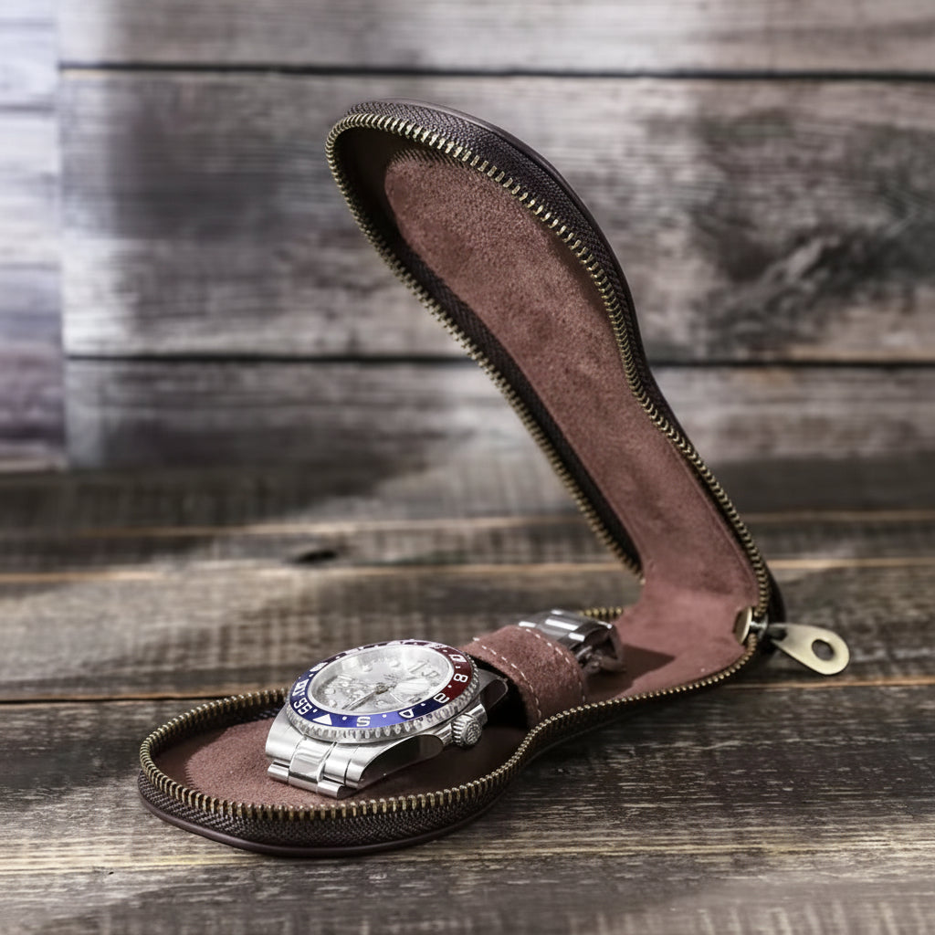 wooden-table-style-match-1 - Genuine Leather Single Watch Protective Case
