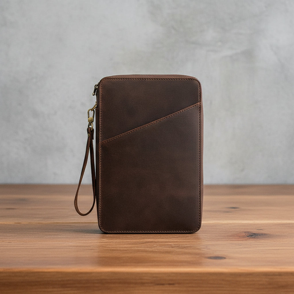 wooden-table-style-match-2 - Elegant Leather Sunglasses 2 Watch Slots Travel Box With A Back Sleeve