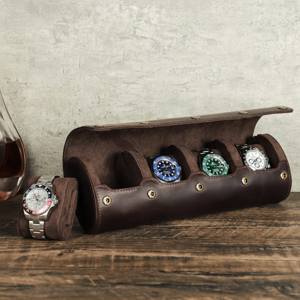 wooden-table-style-match-2 - Elegant Premium Leather 4 Slots Watch Box