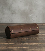wooden-table-style-match-2 - Genuine Leather 3 Slots Luxury Watch Roll Travel Case