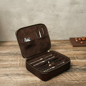 wooden-table-style-match-2 - Genuine Leather 6 Slots Portable Watch Band Case