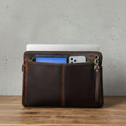 wooden-table-style-match-2 - Genuine Leather Shockproof Laptop Sleeve for 15-16" MacBook Pro/Air