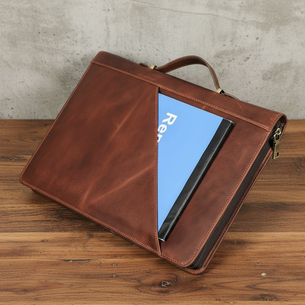 wooden-table-style-match-2 - Premium Foldable Leather Laptop Cover for Macbook Pro 14" M1