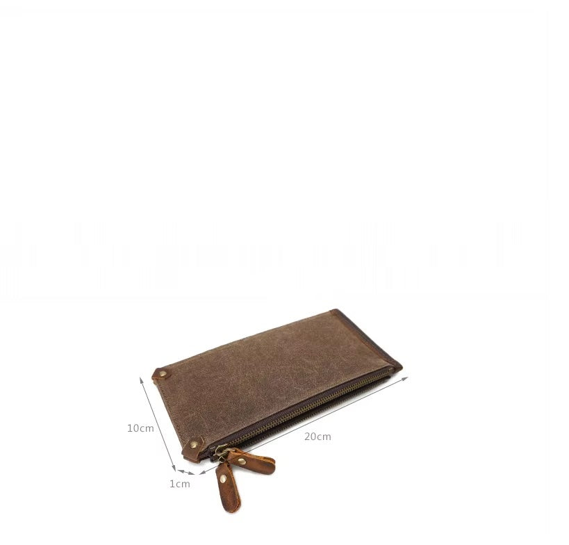 Premium Slim Canvas Zipper Closure Men's Long Wallet