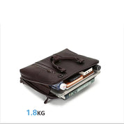 Premium Leather Waterproof Unisex Laptop Briefcase - Fits Laptops