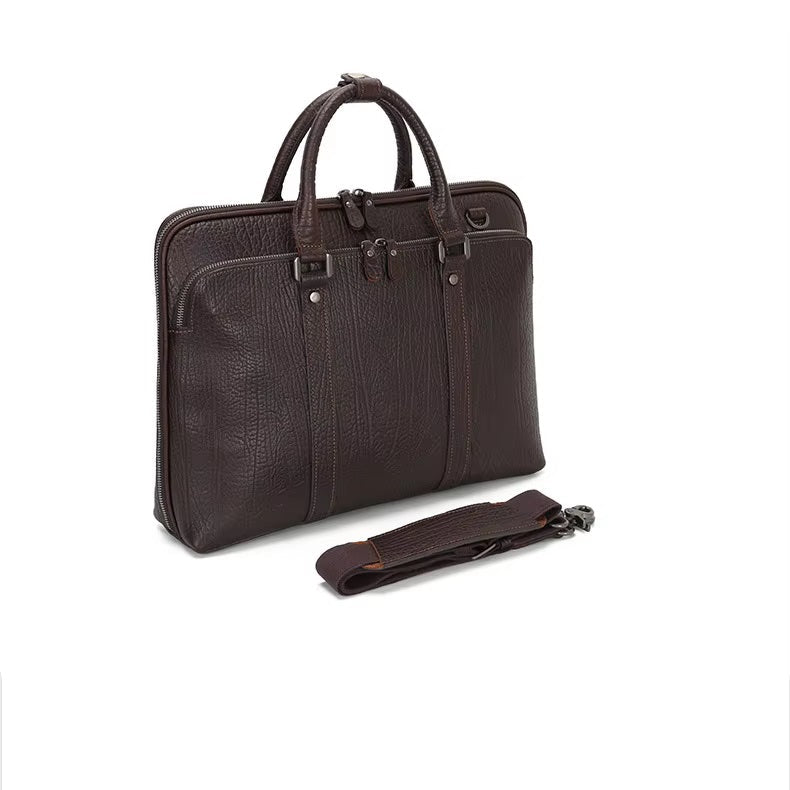 Premium Leather Waterproof Unisex Laptop Briefcase - Fits Laptops