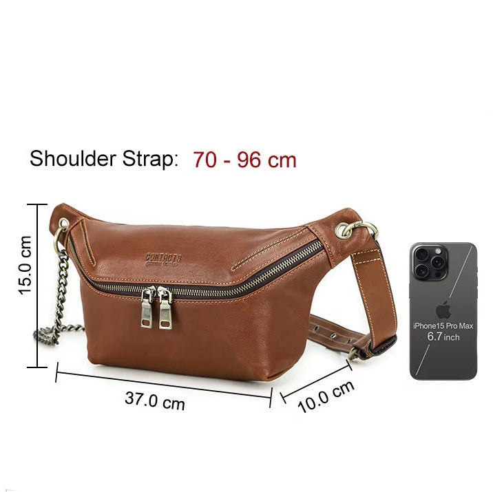 Women's Dumpling Shaped Fanny Pack, Genuine Leather Waist Bag for Stylish Convenience