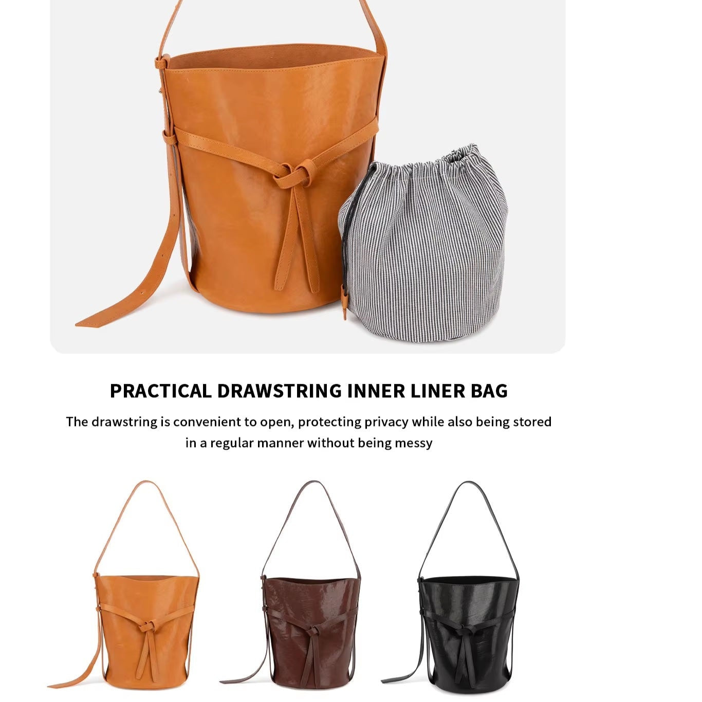 Women's Elegant Designer Leather Bucket Bag